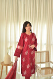JENIFER : MaroonEMBROIDED 3-PC